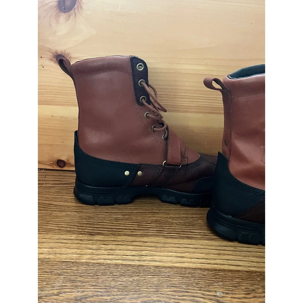 Polo Ralph Lauren Tavin Leather Shearling Duck Boots Mens 12D Brown 0862